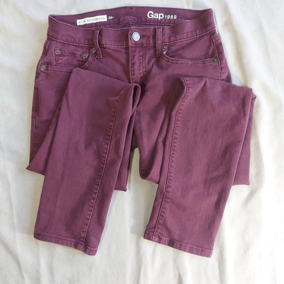 GAP Slim Boyfriend Purple/ Mauve Denim Mid Rise Jeans, 24R - Picture 1 of 7